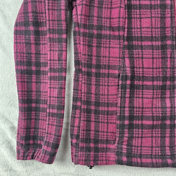 Columbia Full Zip Fleece Sweater Jacket Women's Size Medium Pink Plaid - Picture 5 of 12